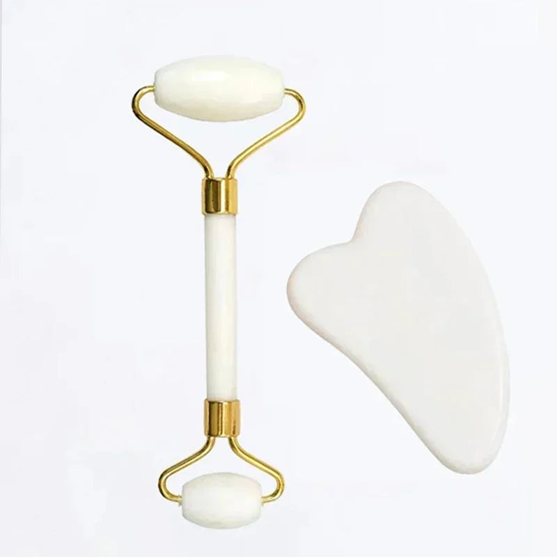 Jade Roller & Gua Sha – Natural Stone Face Massager