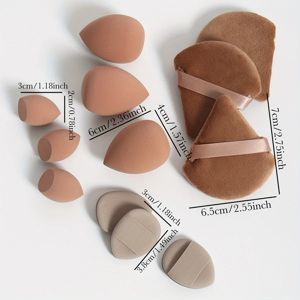 12-Piece Makeup Sponge Set – Powder Puffs, Beauty Eggs & Air Cushion