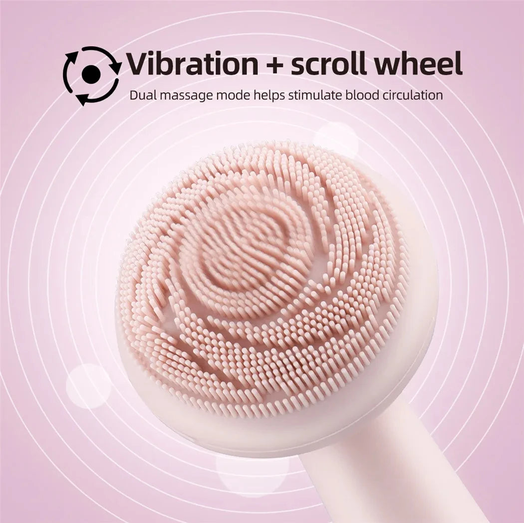 Electric Silicone Facial Cleansing Brush – Vibration & Roller Massage