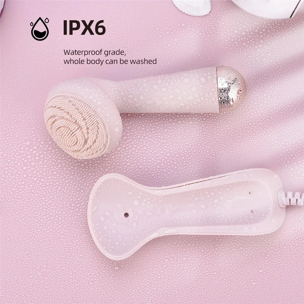 Electric Silicone Facial Cleansing Brush – Vibration & Roller Massage