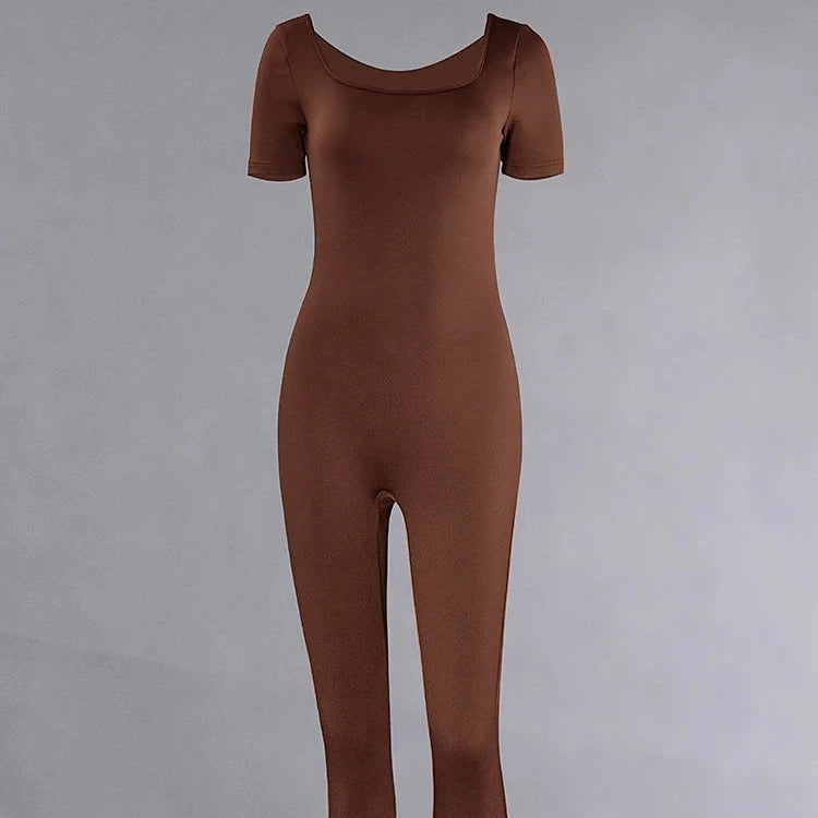 Women's Jumpsuit – Slim Fit Short Sleeve Knit