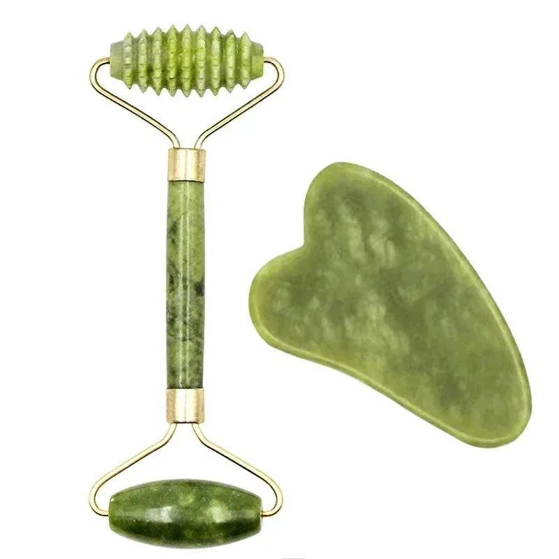 Jade Roller & Gua Sha – Natural Stone Face Massager