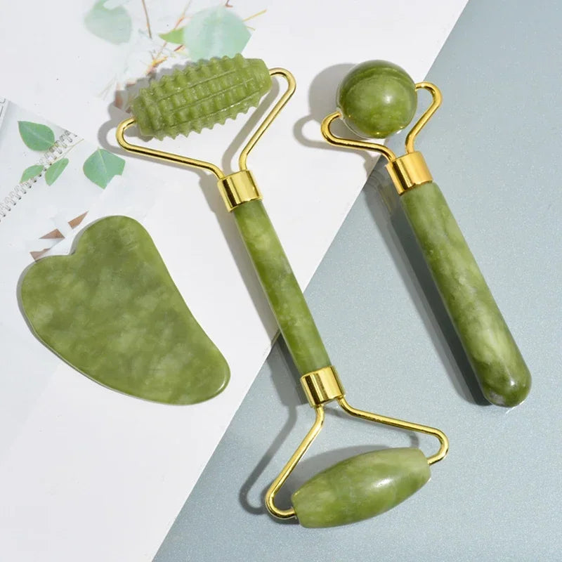 Jade Roller & Gua Sha – Natural Stone Face Massager