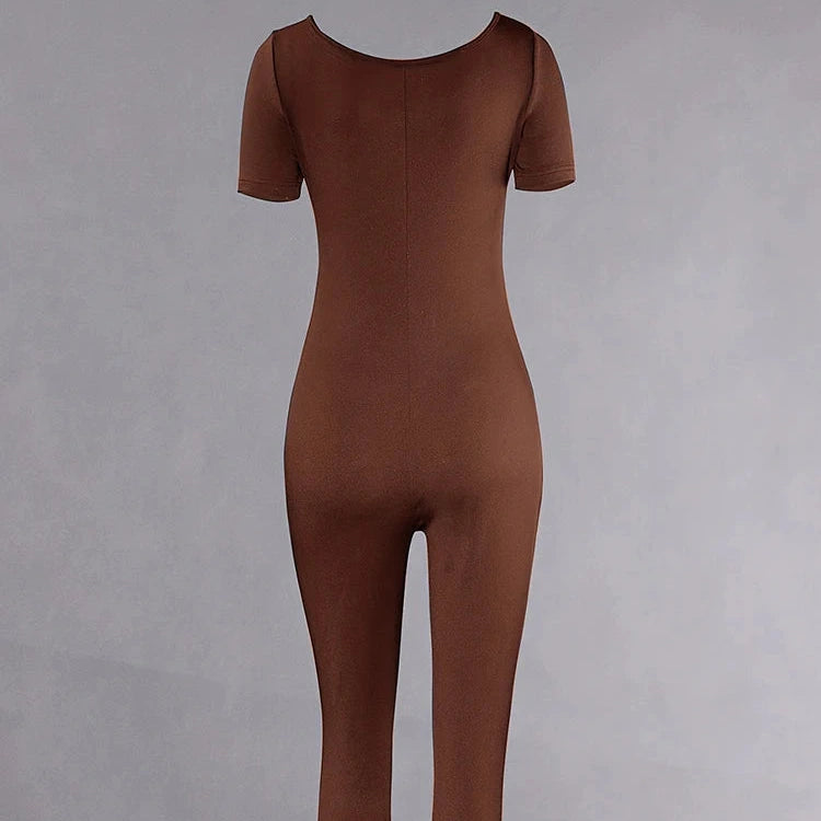 Women's Jumpsuit – Slim Fit Short Sleeve Knit