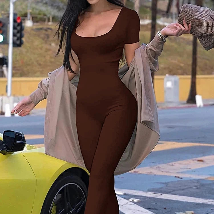 Women's Jumpsuit – Slim Fit Short Sleeve Knit