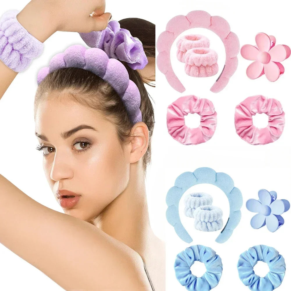 6-Piece SPA Beauty Kit – Headband, Clip & Care Bracelets