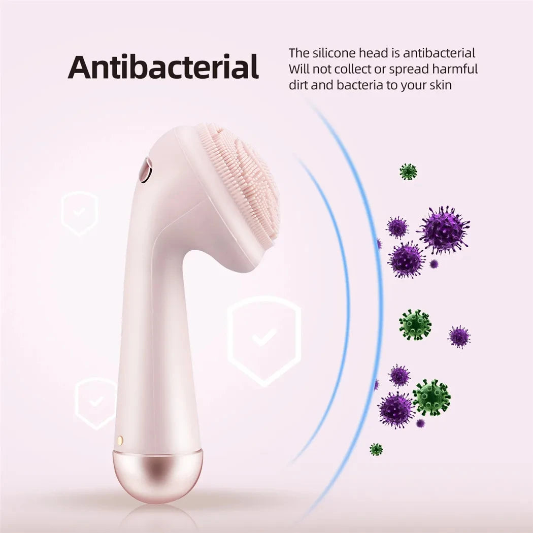Electric Silicone Facial Cleansing Brush – Vibration & Roller Massage