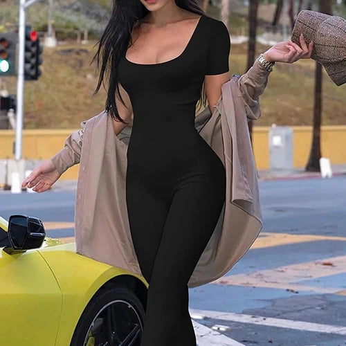 Women's Jumpsuit – Slim Fit Short Sleeve Knit