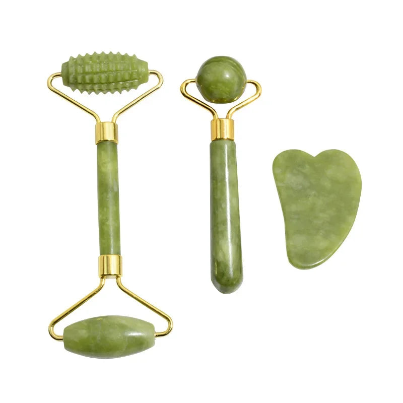 Jade Roller & Gua Sha – Natural Stone Face Massager