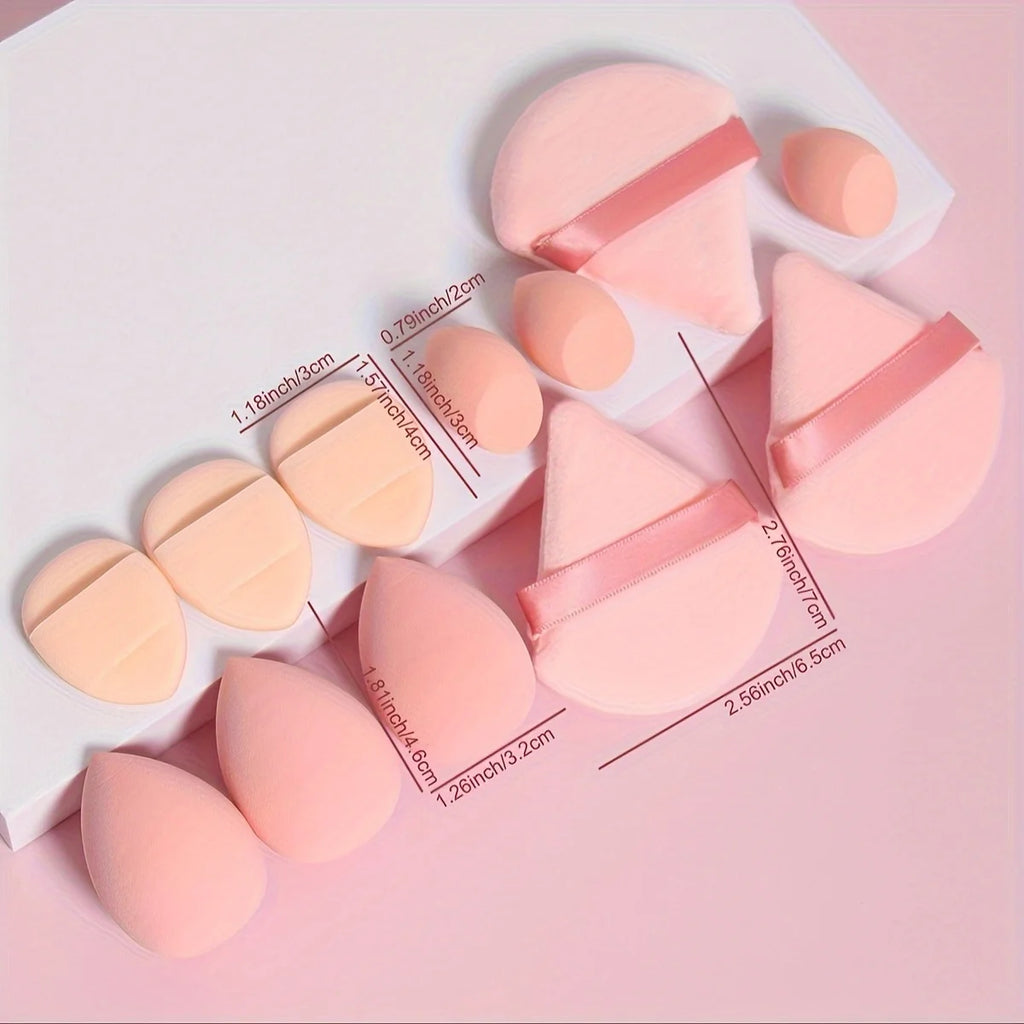 12-Piece Makeup Sponge Set – Powder Puffs, Beauty Eggs & Air Cushion