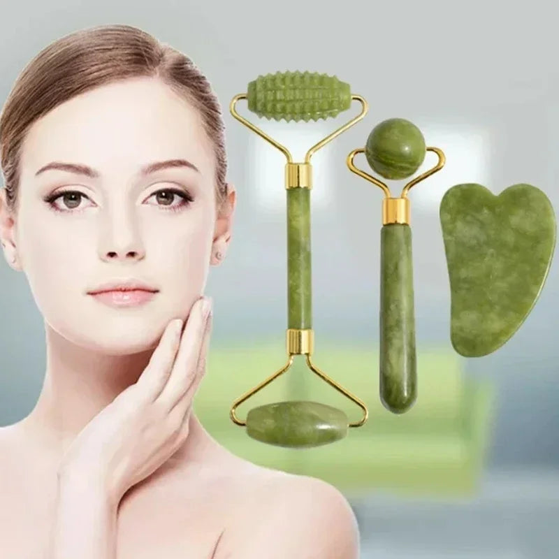 Jade Roller & Gua Sha – Natural Stone Face Massager